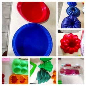Silicone Baking Molds Mixed Lot- 40 PCs Cake Round Xmas 🎄🎁 ⛄🦋🏎️🎃 ⭐❤️